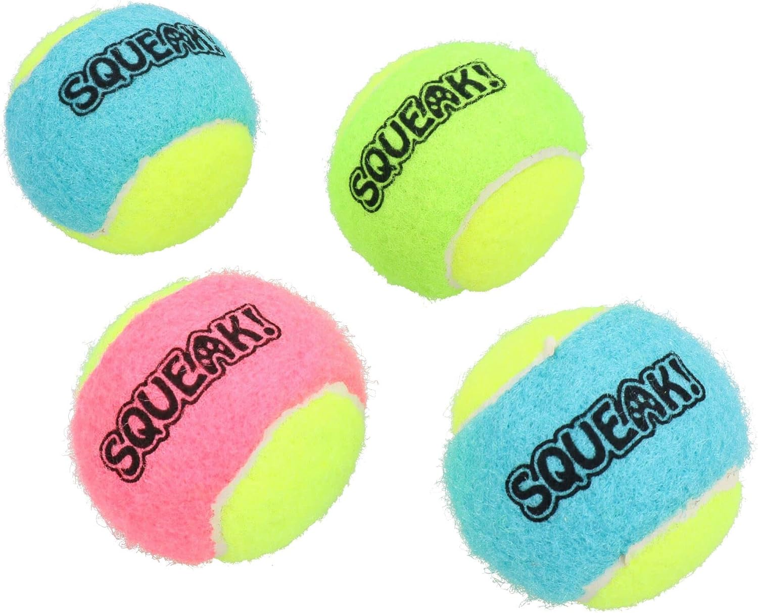 AB Tools 4pk Mini Interactive Squeaky Tennis Balls Puppy Dog Chuck Fetch Play Time- 4cm