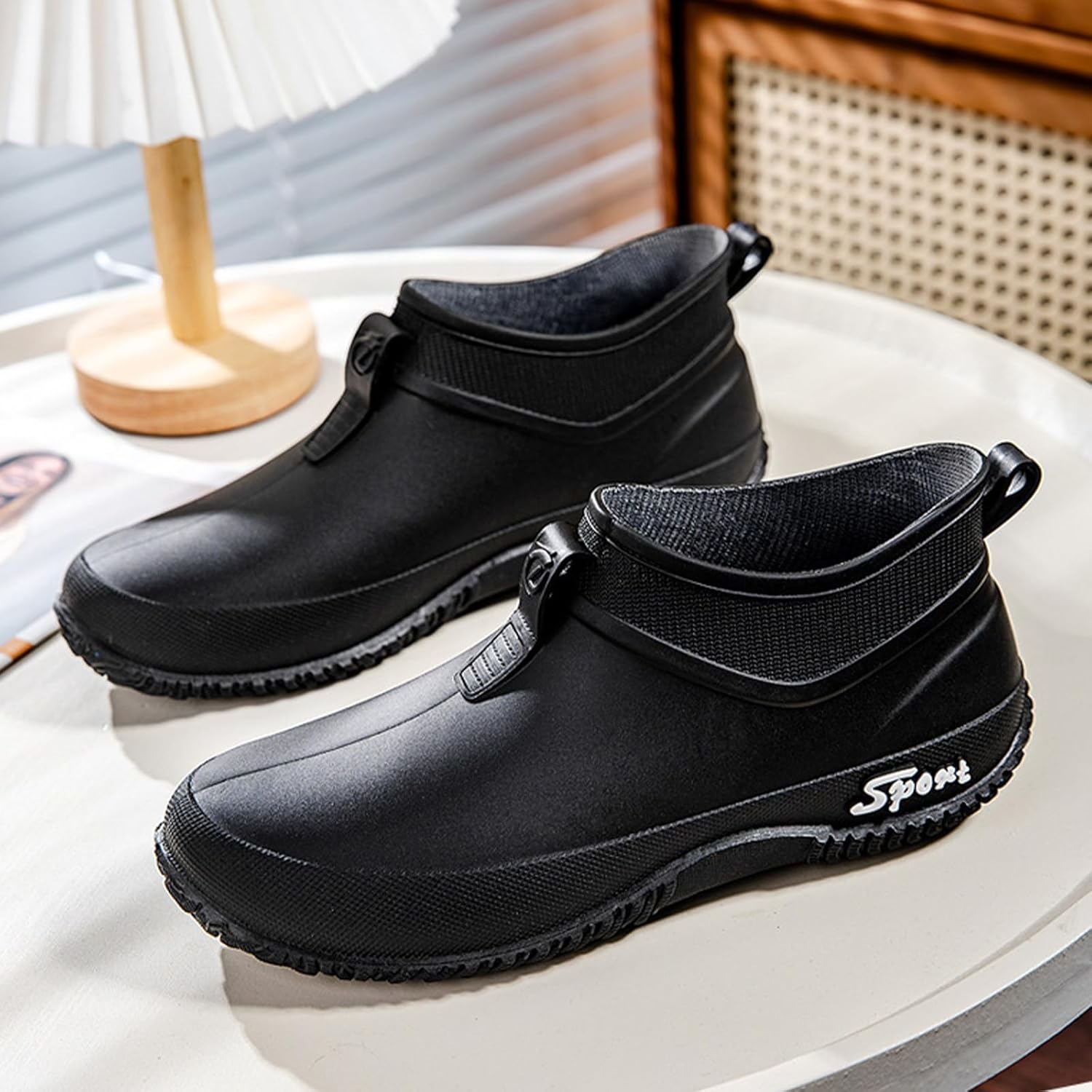 Women's Rubber Flat Low Top Rain Boot Fashion Round Wide Toe Waterproof Lug Sole Anti-Slip Slip on Deck Garden Shoes for Boating Camping Farming Outdoor Work - Image 6