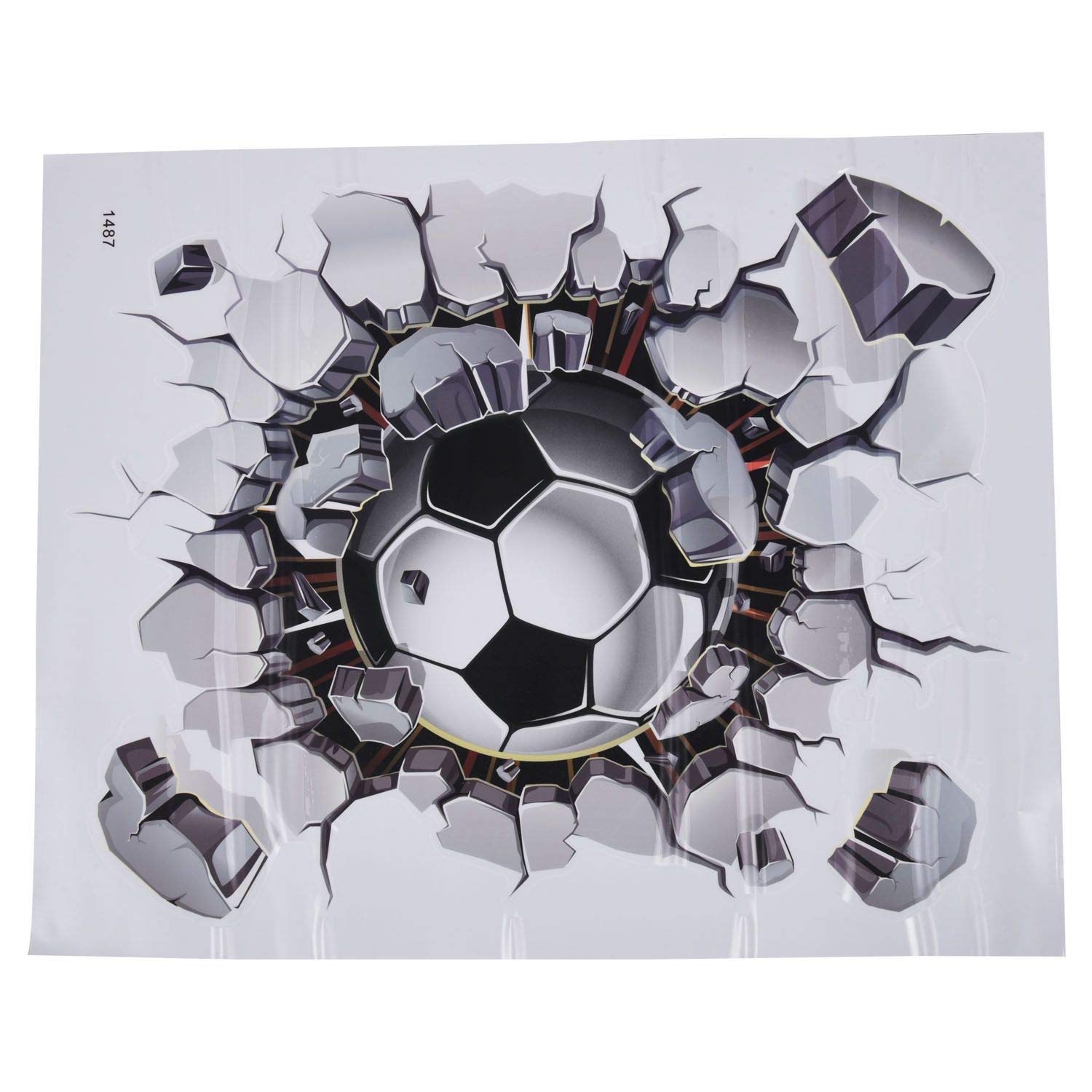 CTRLZS 3D Football Wall Sticker PVC Art Soccer Crack Decal Boys Room Mural Decor