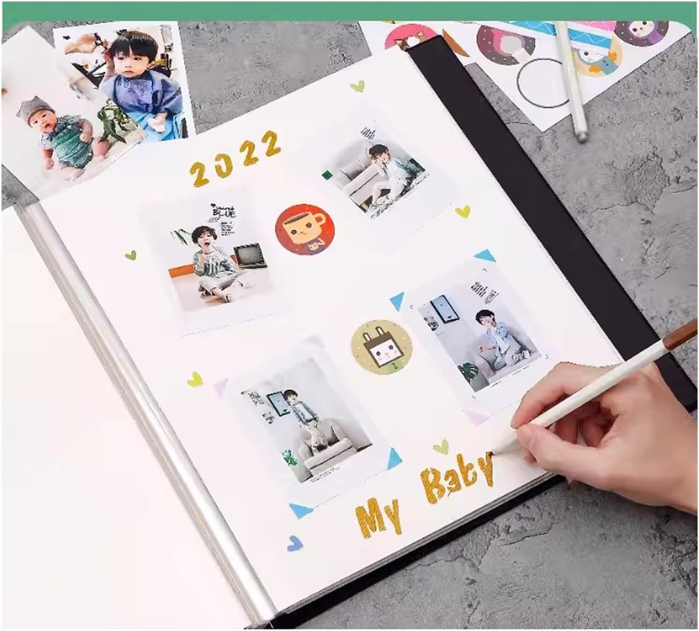 Photo Albums Album Book Memorial Album Family Couple DIY Paste Laminating Album Book Self-adhesive Storage Photo Album Large Capacity Self-adhesive Albums Album de fotos (Color : 03, Size : 40 black