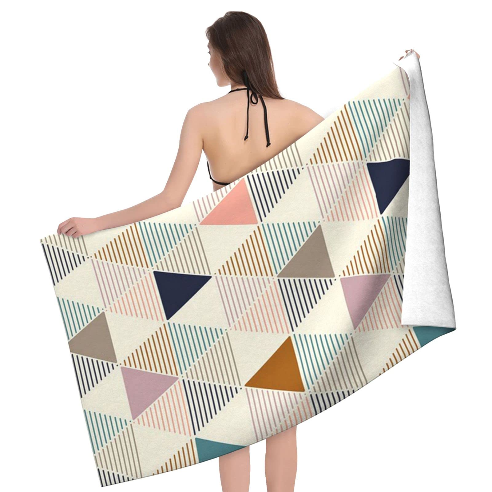 LSRCPD Color Triangle Beach Towel Highly Absorbent Microfiber Beach Blanket Soft Bath Towels 80 x 130 cm