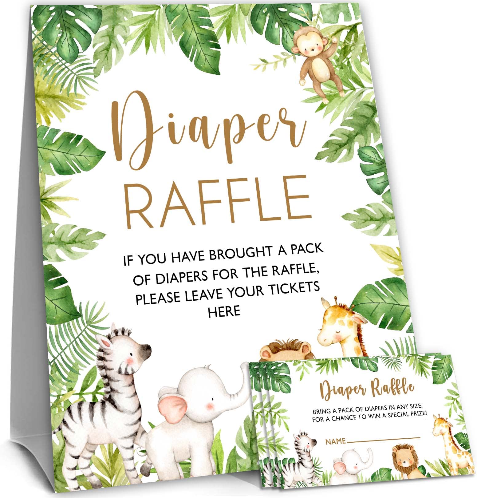 Buy Safari Diaper Raffle Tickets and Sign, Jungle Animals Baby Shower ...