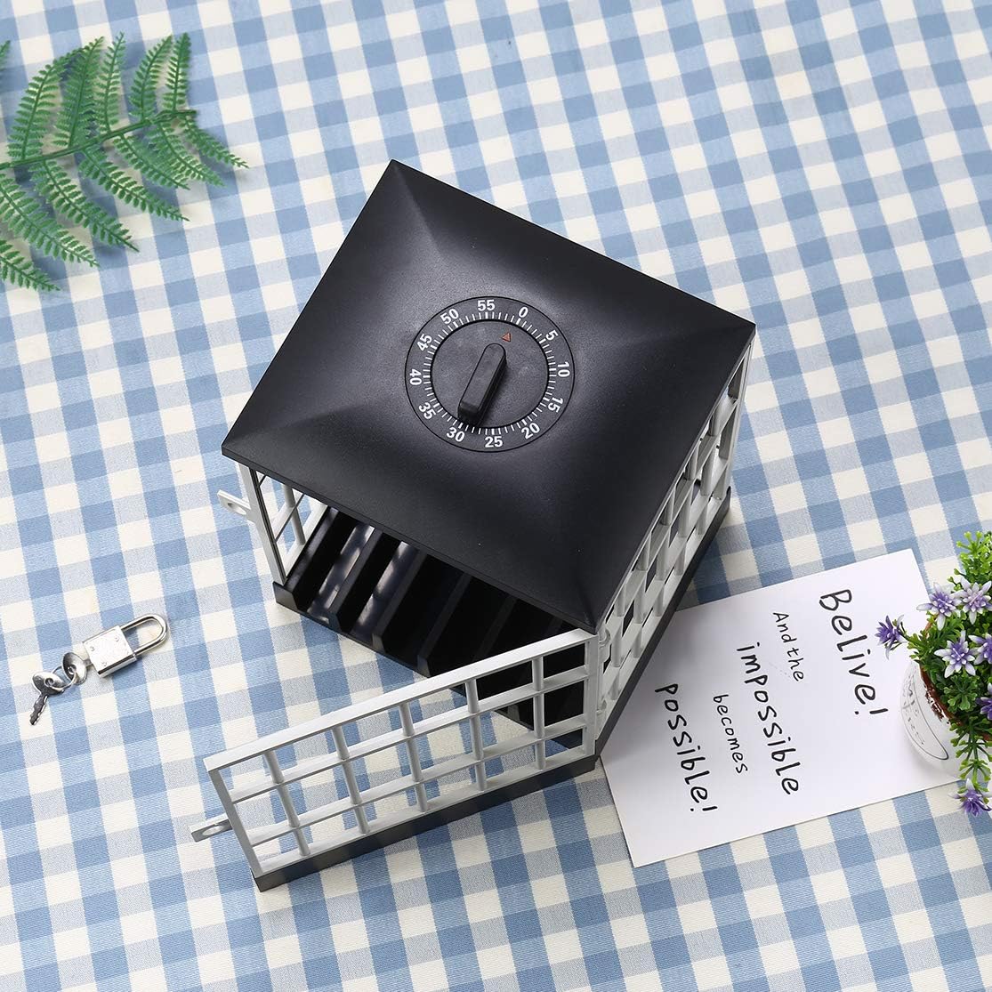 SANIDIKA Mobile Prison Cell Phone Jail with Timer, Cell Lock Up Box to Keep You Away from Your Cell Phones, Set Timer Within 60 Minutes and Ring,Classroom Home Table Office Storage Locker Gadget Gift