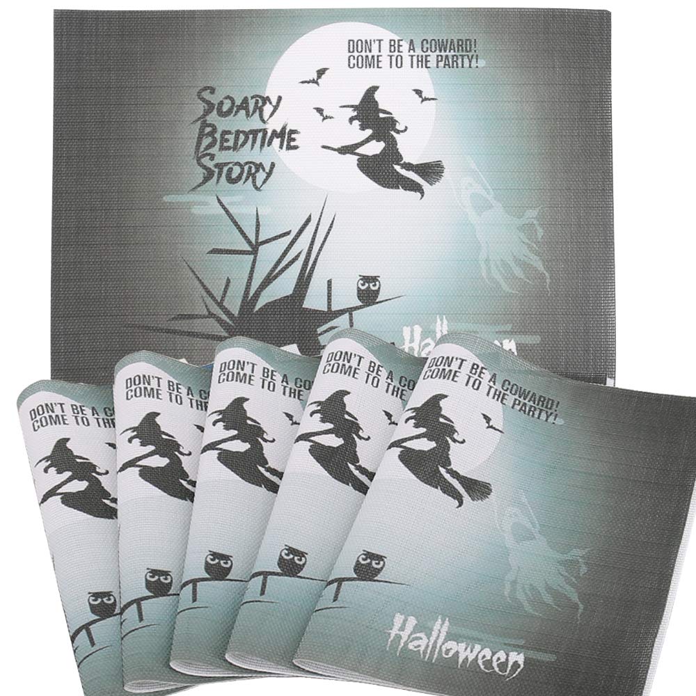 Time to Sparkle Set of 6 Vinyl Woven Placemats Haunted House — image 1
