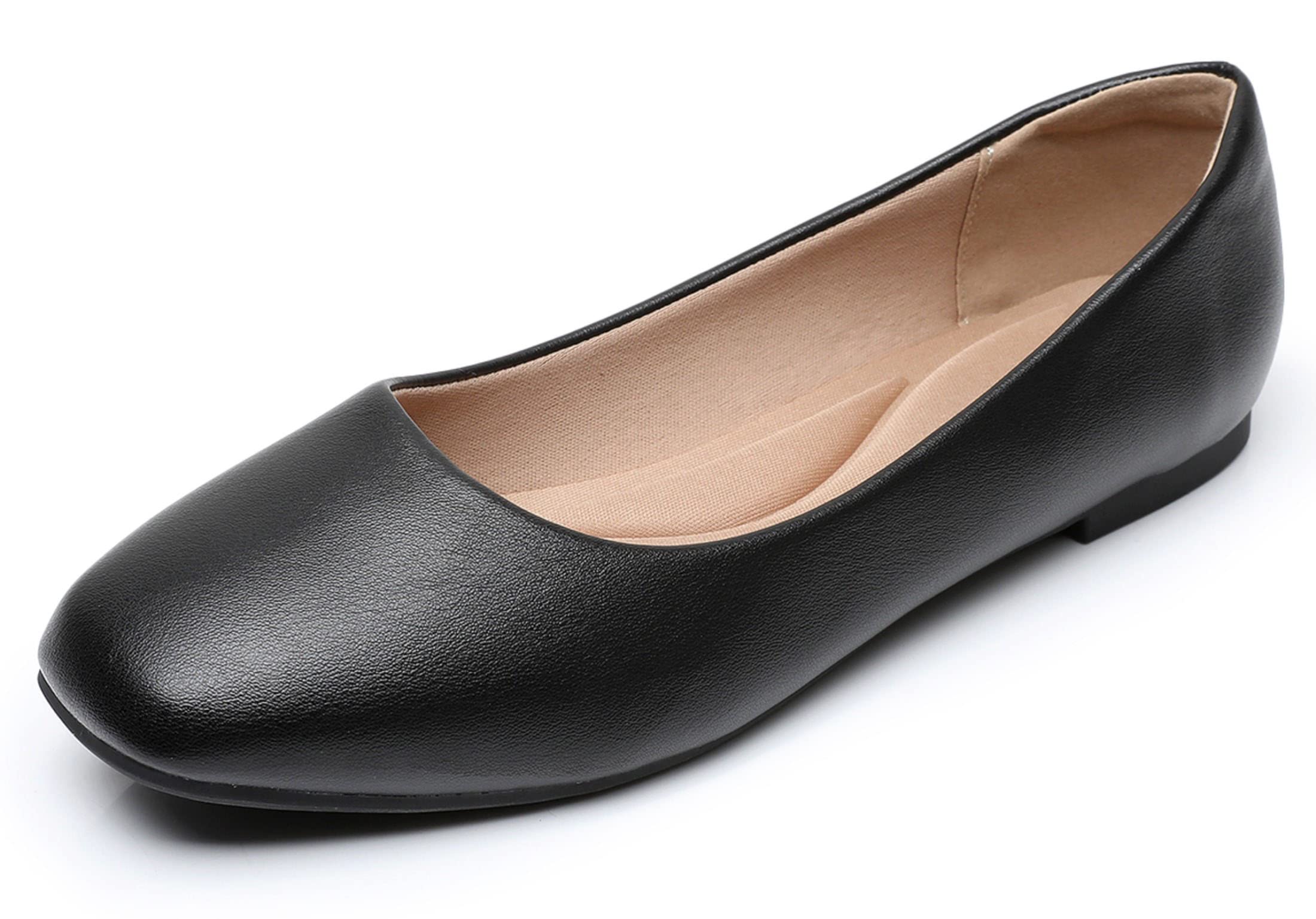 VenusCelia Women's Tile-Toe Flat Shoe (10.5 M US,Black-PU)
