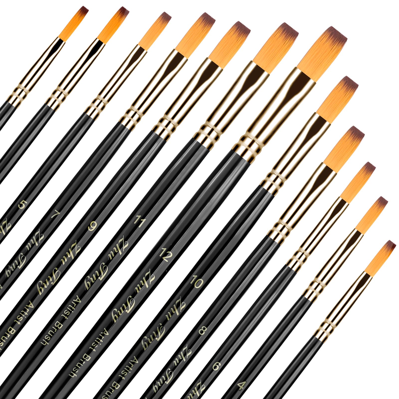Acryl Pinsel Set 12 Stück für Acrylfarben, Nylon Künstlerpin
