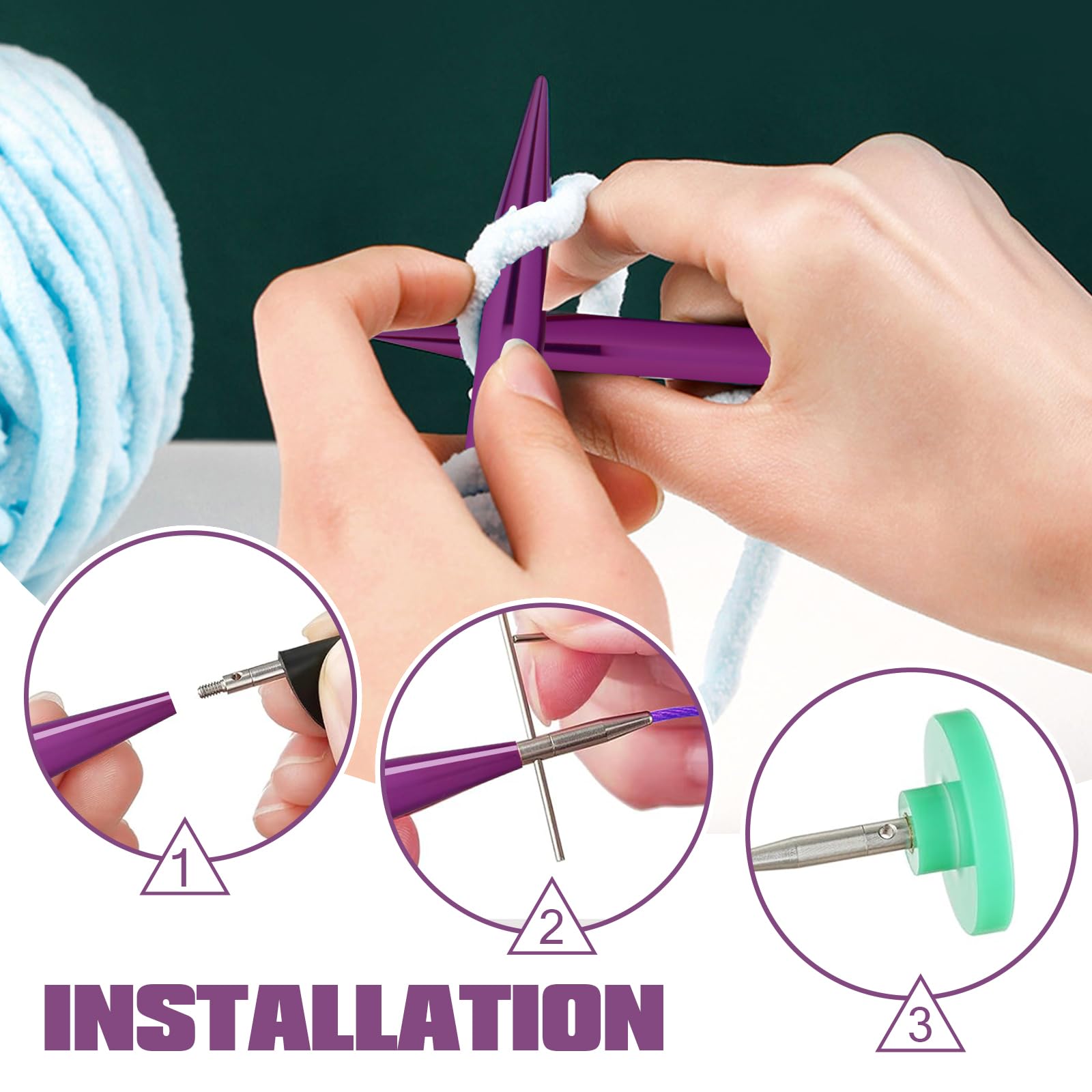 Juego de agujas circulares intercambiables con 13 pares de agujas de tejer de aluminio (10 cm) de grosor 3-8 mm, incluye cables, accesorios, bolsa (macaron)