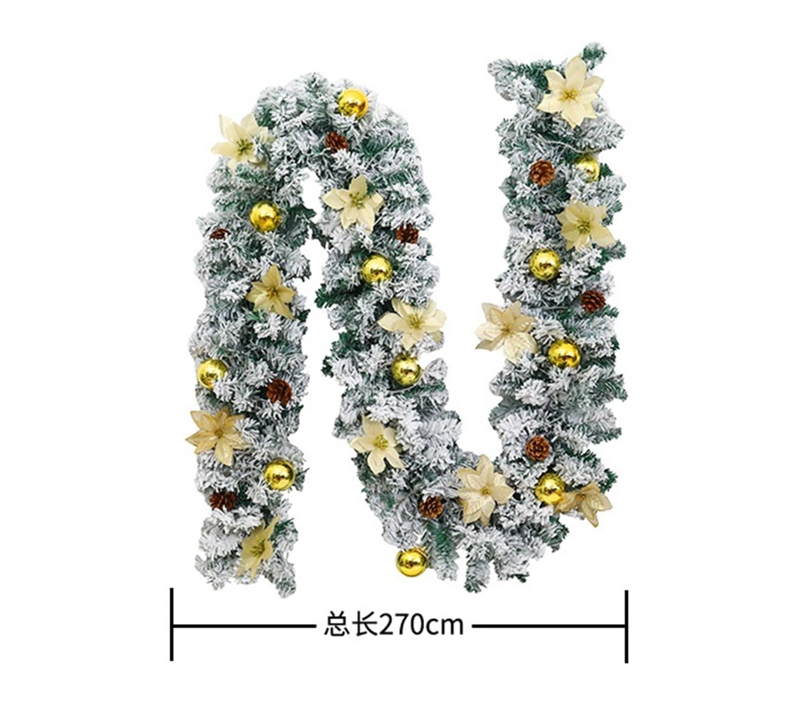 Weihnachten Girlande Weihnachtsschneeflockengirlande Mit Künstlichen Blumen Und Kugeln Weihnachtsdekoration(Rood)