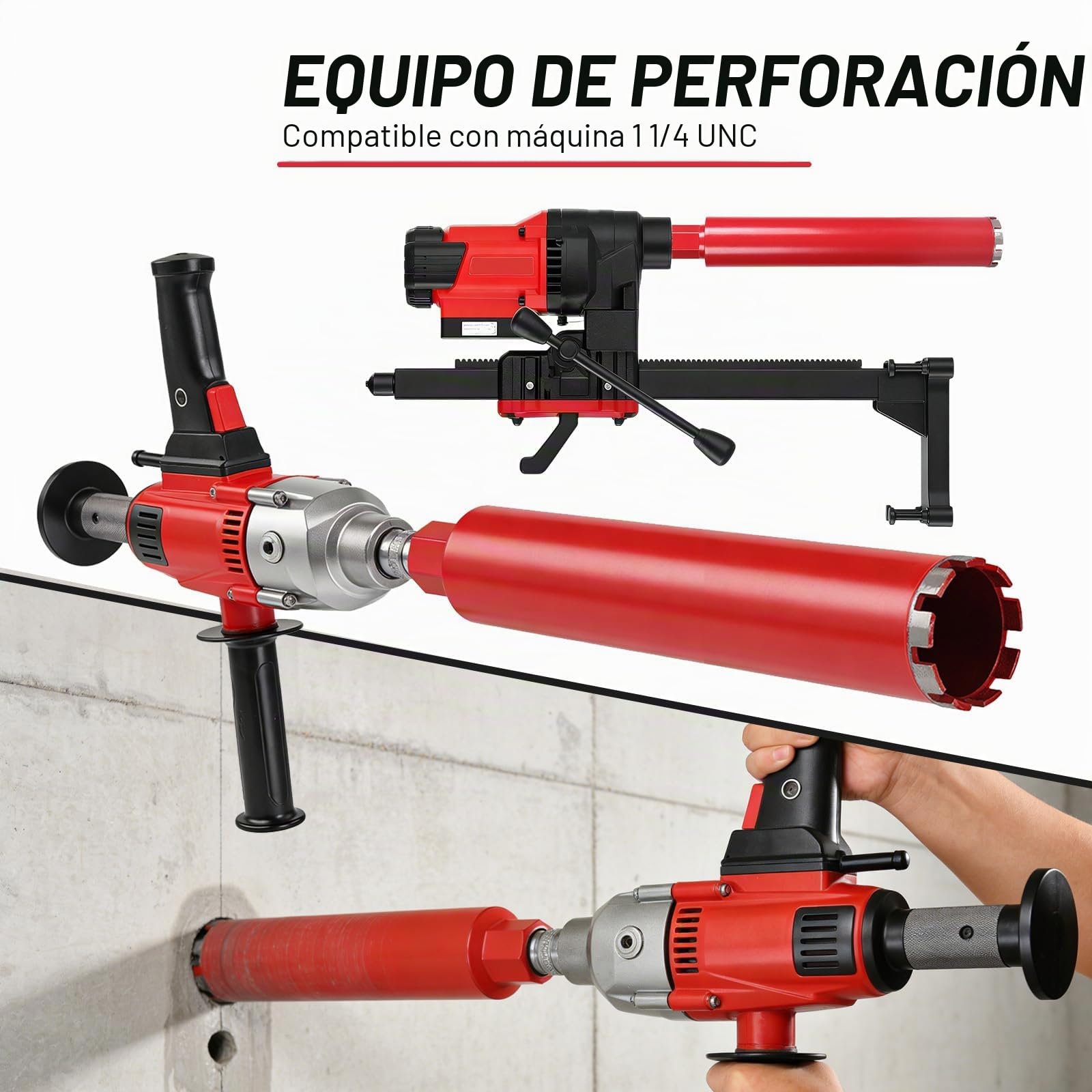 CPROSP Corona de Perforación de Diamante 1¼" UNC, Ø52 mm, L420 mm, Soldada por Láser, Corona de Perforación para Taladrado en Húmedo, Broca para Taladrar Hormigón, Mampostería y Piedra