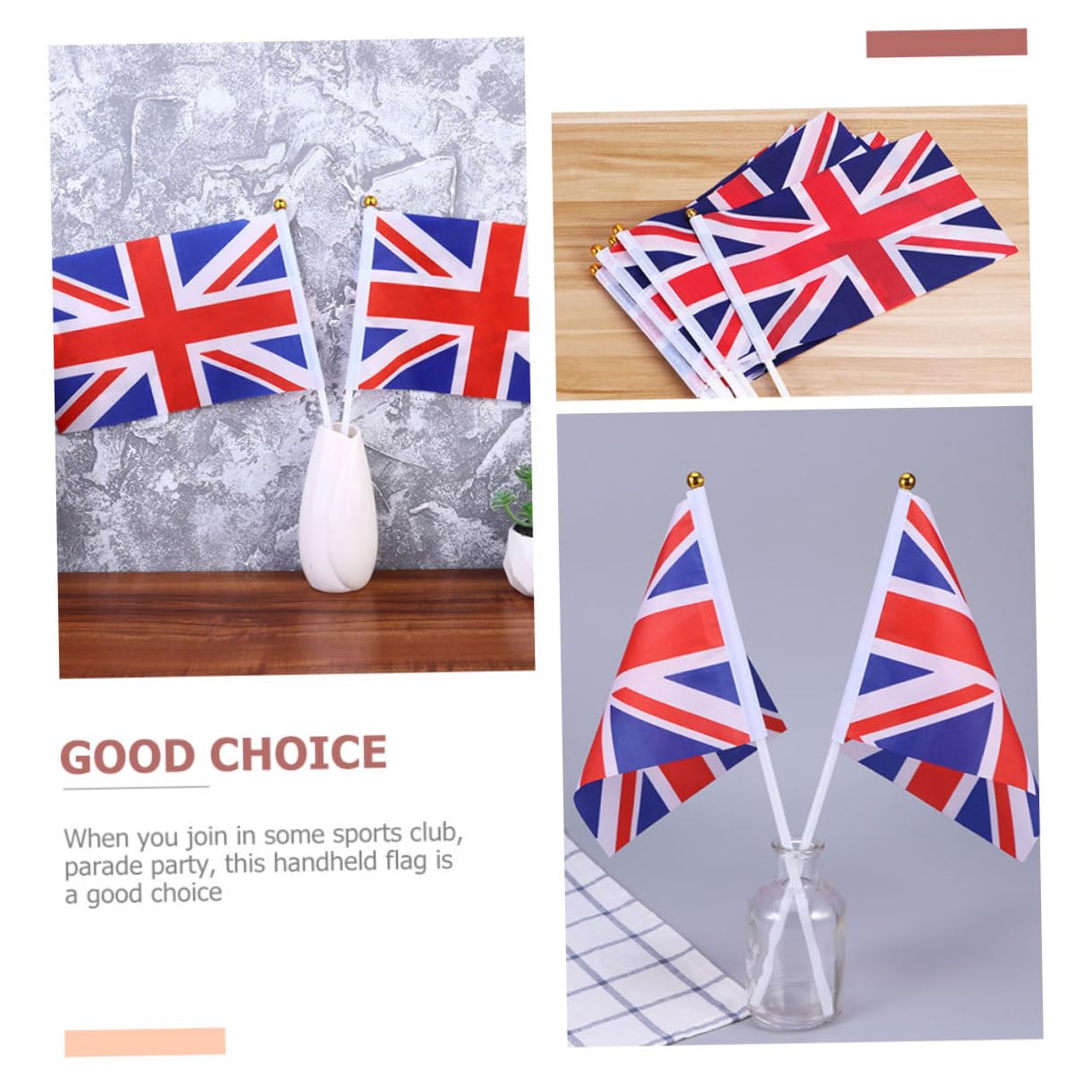 25 Pezzi Bandiere Inglesi Piccole a Mano in Poliestere Bandiere Union Jack per Feste Sportive Stadio Esterno
