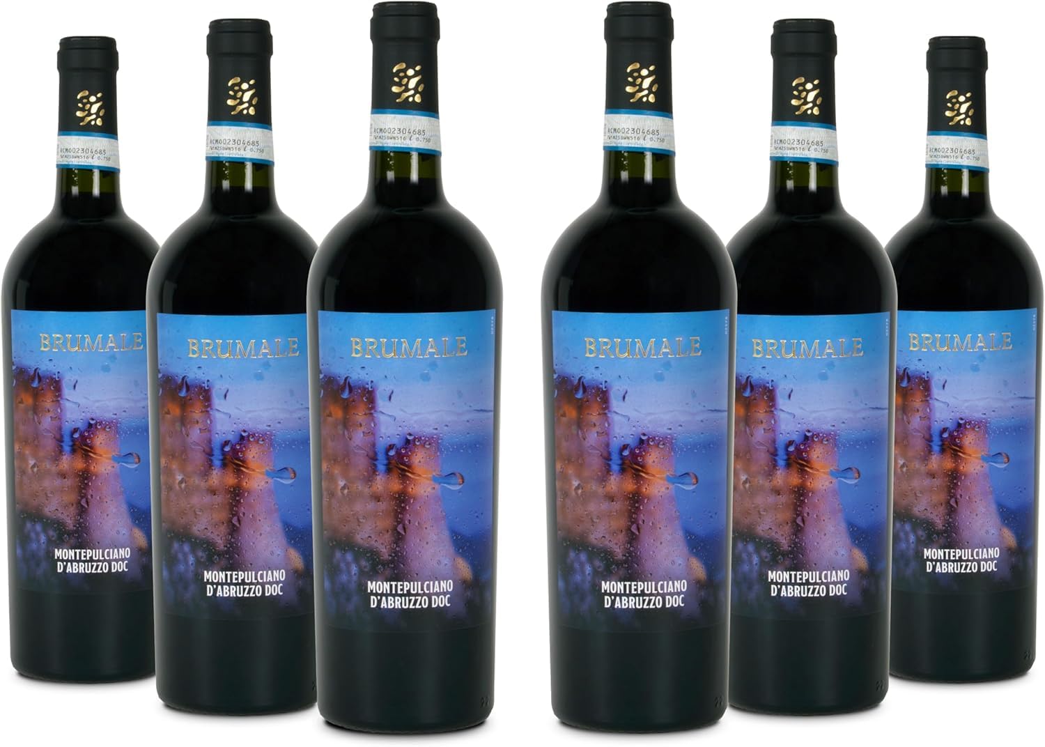 Brumale Rotwein Montepulciano d'Abruzzo, Vollmundiger und Intensiver Wein mit Noten Roter und Schwarzer Früchte, 12,5 % Vol., Karton mit 6 Flaschen mit jeweils 750 ml