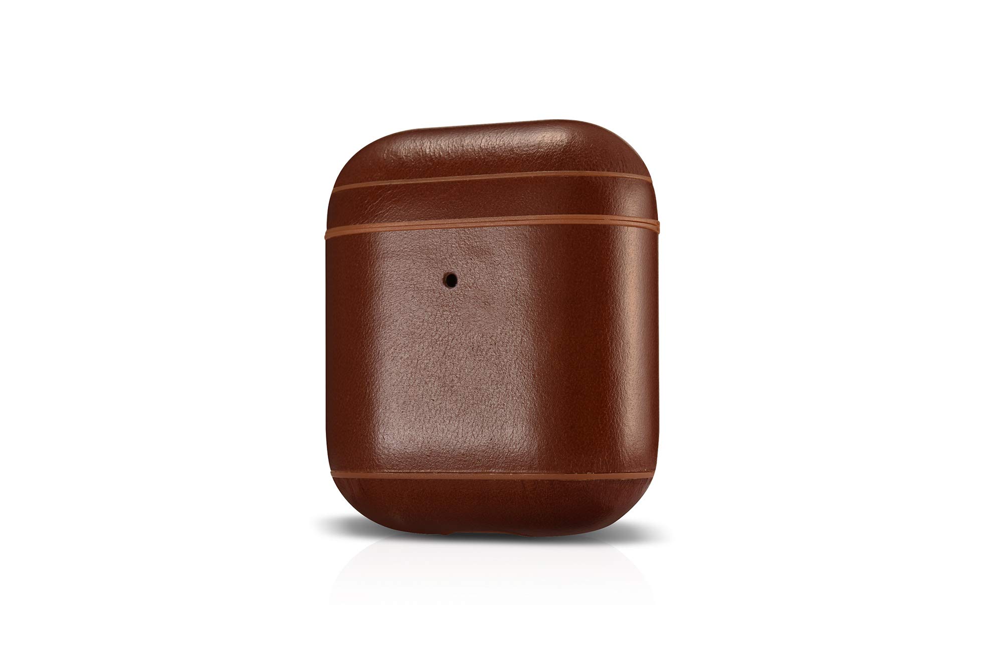 ICARER Vintage Airpods Case (Brown), Premium genuine Leather, Compatible with Airpods 1&2, Simple design & protects against bumps and drops,