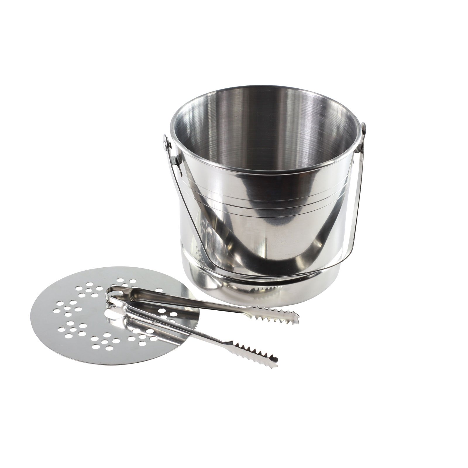 Secchiello per Ghiaccio in Acciaio Inox con Pinze e Strato Drenante, 13,3 cm