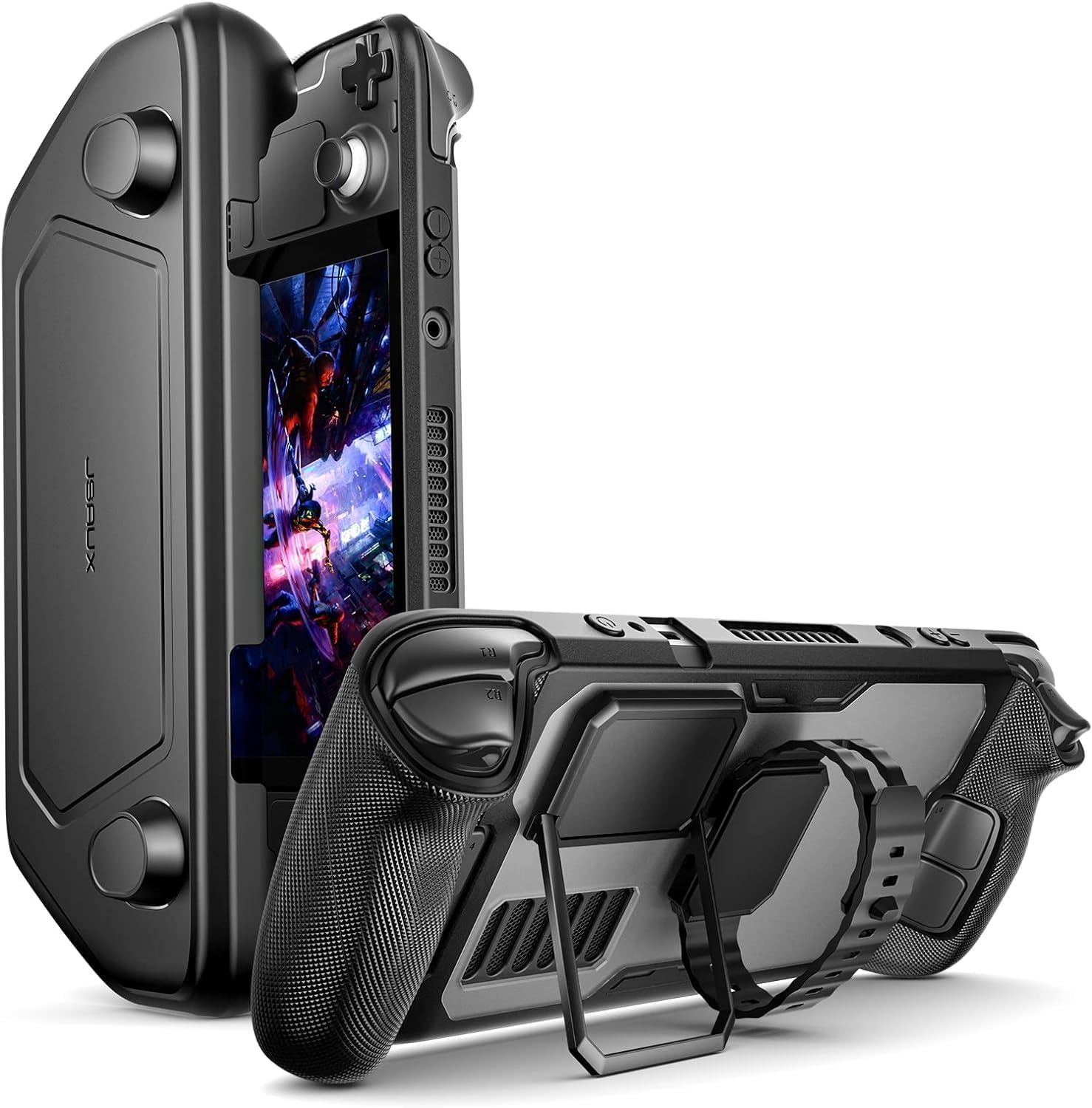 JSAUX PC0104 ModCase Steam Deck Compatible, Steam Deck Compatible Case features comprehensive protection including a removable front shell, body protective shell, metal brackets and straps - Basic Set