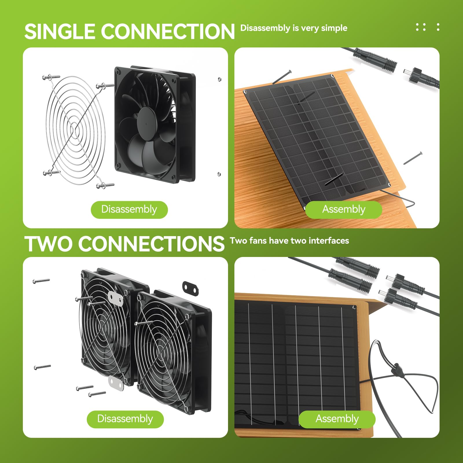 Ventilateur solaire 30 W étanche IPX7 pour serre extérieure panneau solaire