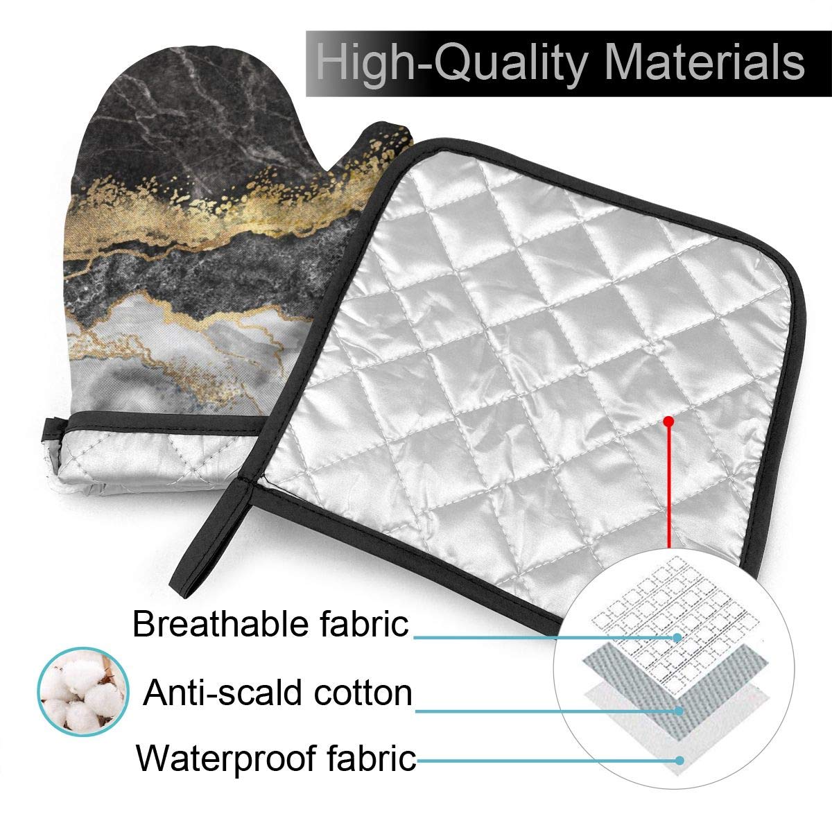 Gants De Four Et Maniques Set,Fond Texture Marbre Sans Soudure