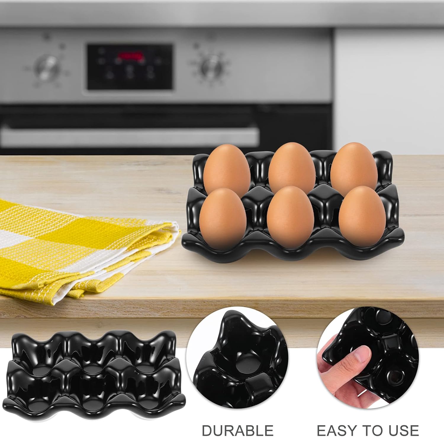 2 Pcs Ceramic Egg Tray Shipping Egg Holder Egg Tray Serveware Kitchen Egg Holder Tray 6 Egg Holder Egg Flats 6- Food Containers Practical Egg Container Devil Ceramics Decorate