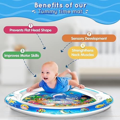 Miniatura 3 de Infinno Alfombrilla de agua para bebés de 3 a 6 años, 6 a 12 meses, regalo perfecto para bebés, tema azul océano