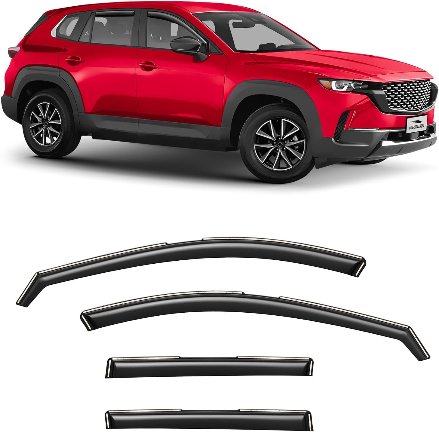 Voron Glass in-Channel Extra Durable Rain Guards for Mazda CX-50 2023-2026, Window Deflectors, Vent Window Visors, 4 Pieces - 200655