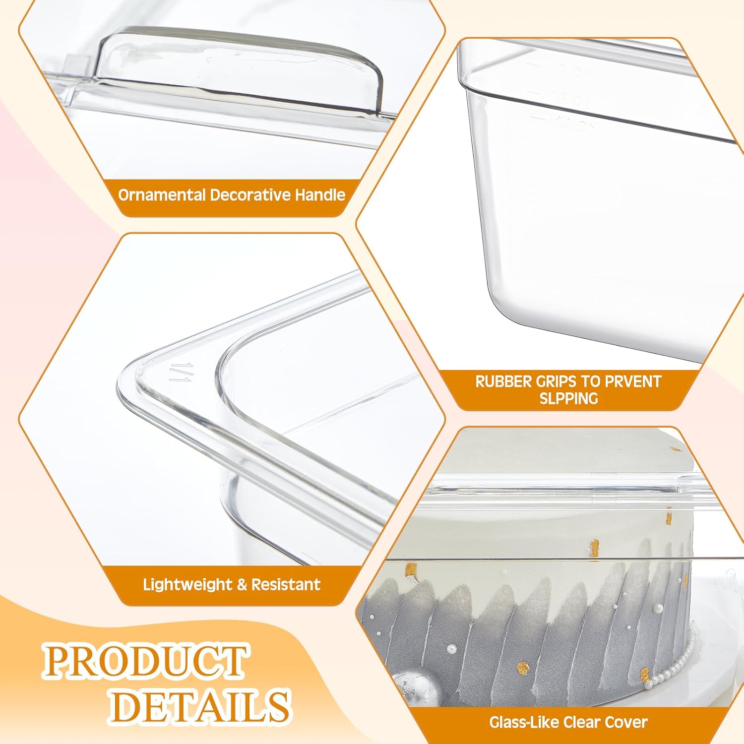 Baderke Clear Chafing Dish Cover with Base Full Size Roll Top Bakery Pan Display Cover Clear Plastic Chafing Dessert Cake Cover Food Display Cover for Cake Cupcake Exhibition