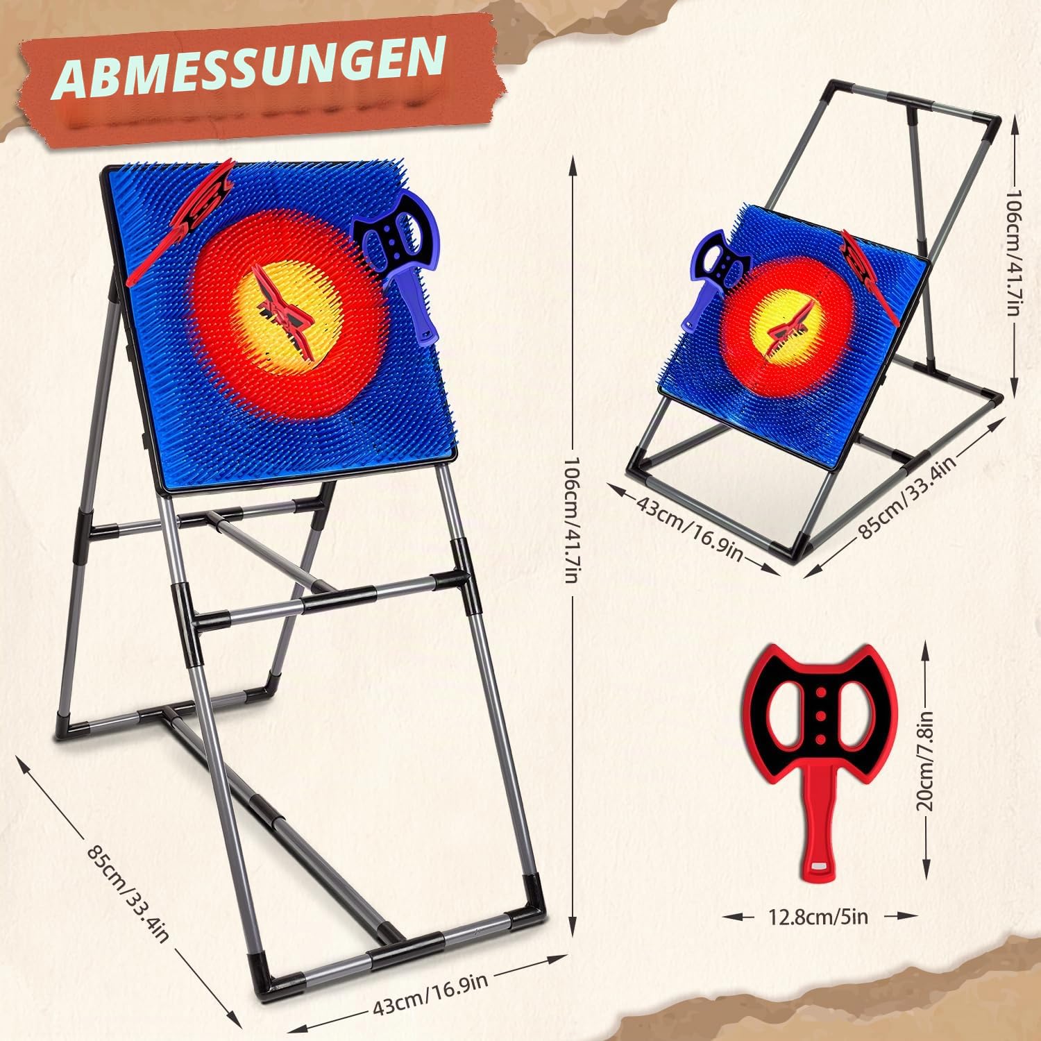 POPERFUN Axt-Wurfspiel mit 6 Darts, 6 Handäxte, Spielzeug für den Innen- und Außenbereich, Gartenspiele, Geburtstagsgeschenke Kinder