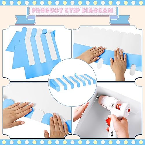 Miniatura 43 de Boao Paquete de 4 toldos de circo para decoración de toldo de cartón con rayas 3D, decoración de pared de carnaval, recuerdos de fiesta de circo