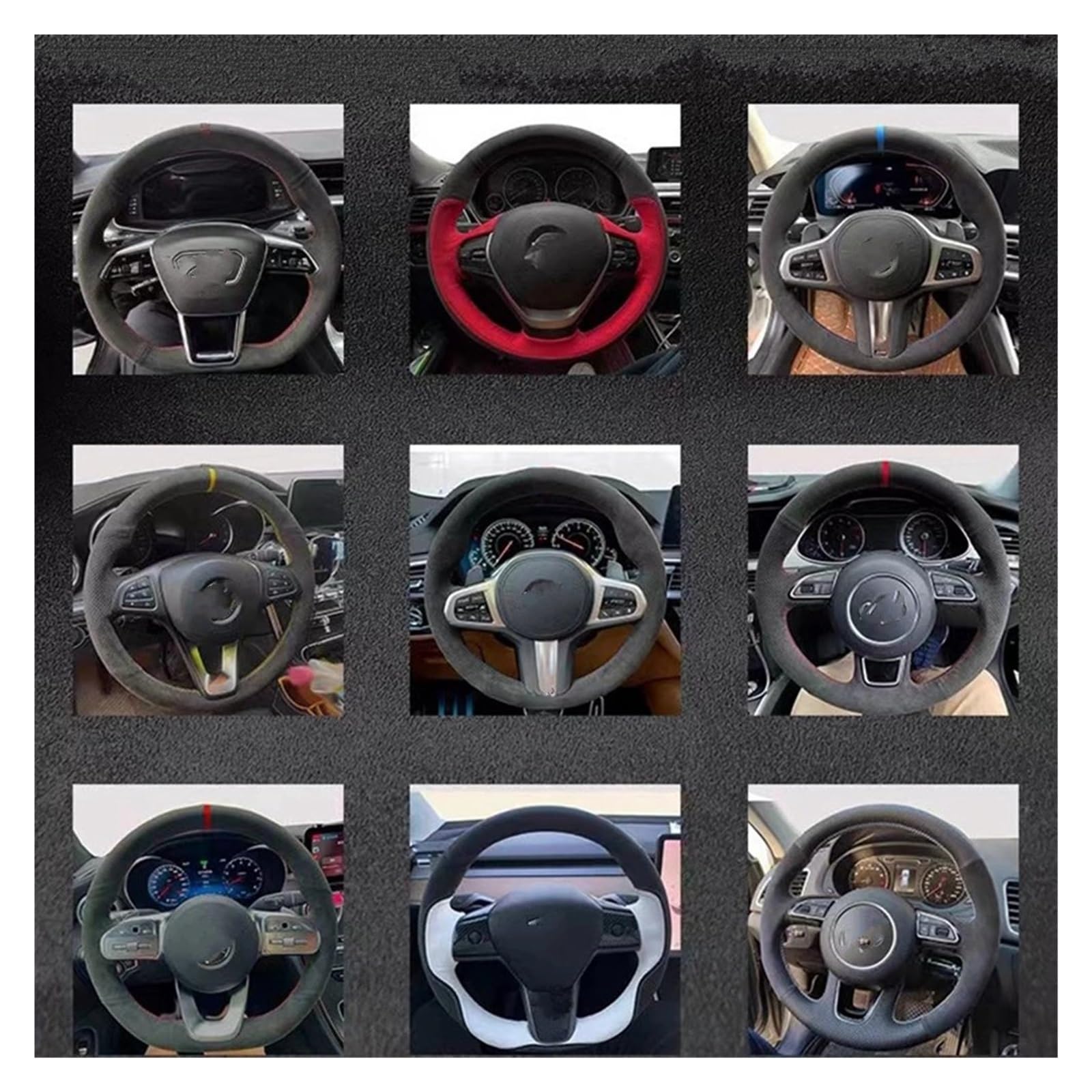 Stuurhoes BMW G20 G30 G11 G01 - Handgestikt Suède + Leer Red Blue Line