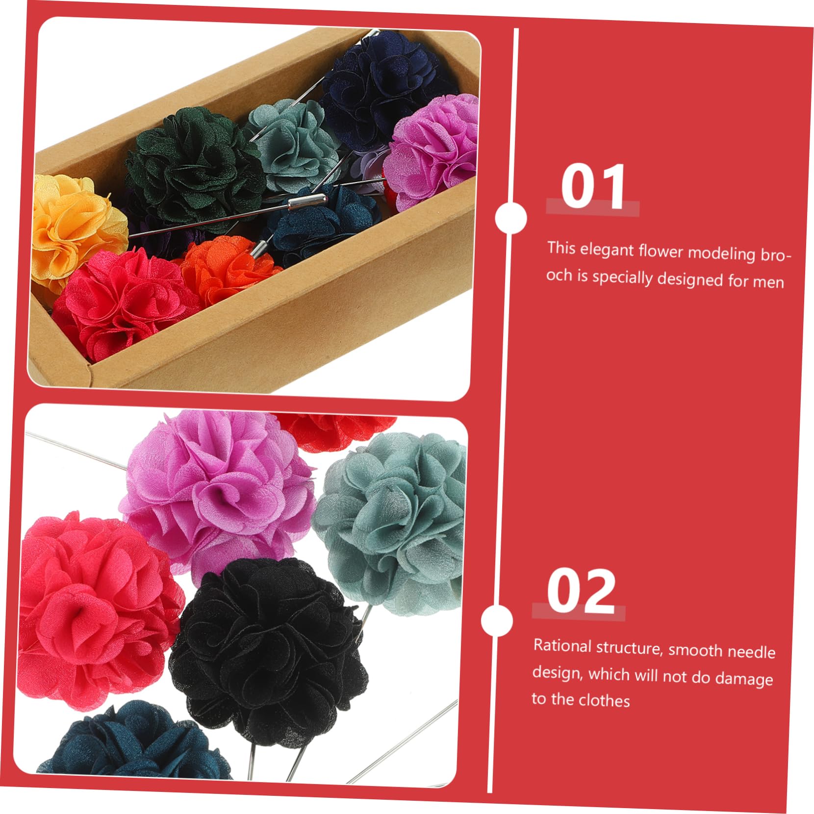 FRCOLOR Korsage Kleiden Blumen Mantelnadeln Für Männer Ornament Ansteckblume Trendy Boutonniere Für Männerhochzeit Kragen Revers Brosche Smoking Lange Metallnadel (kupfer)