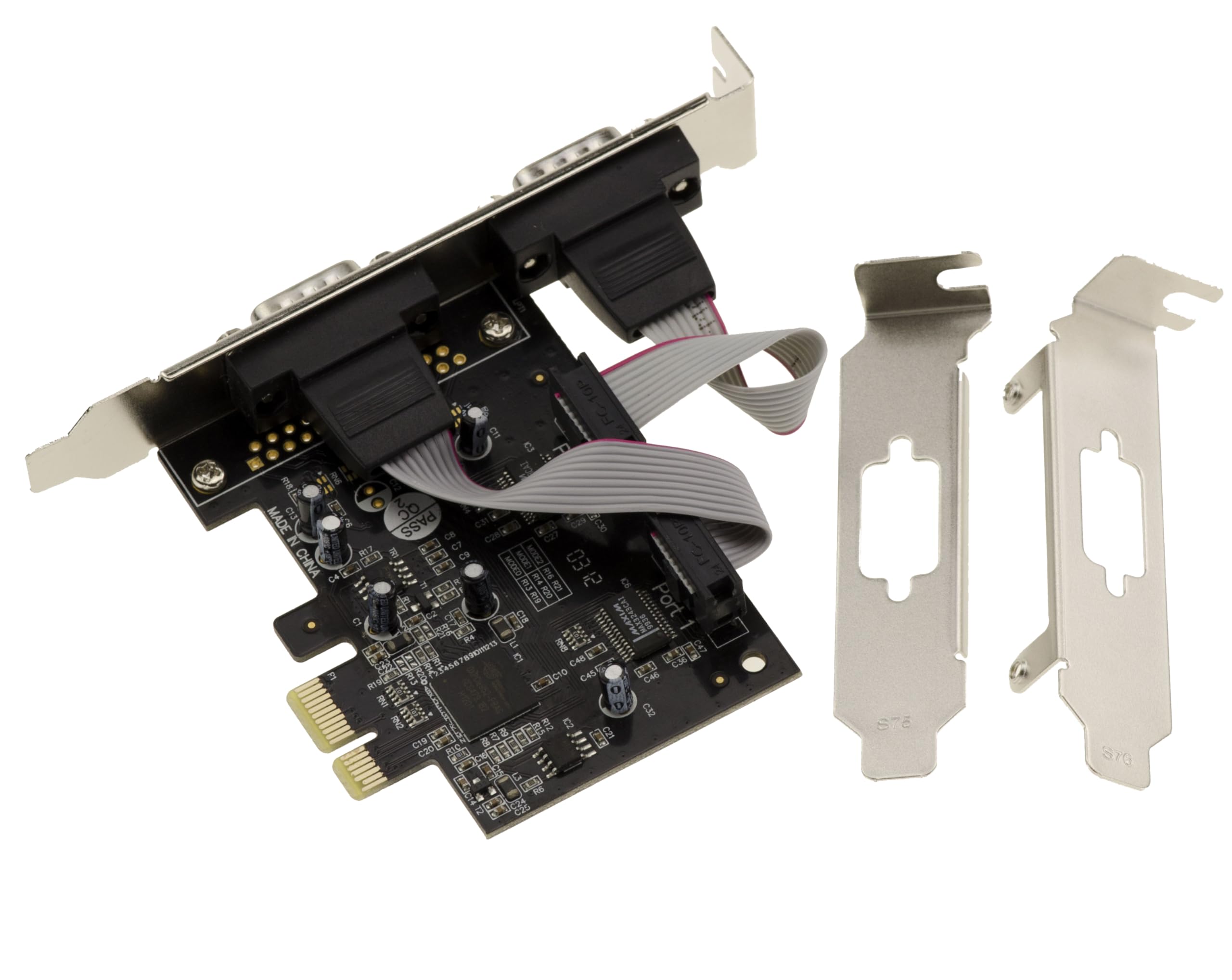 KALEA-INFORMATIQUE Carte contrôleur PCIe COM Série RS232 2 Ports DB9 avec Chipset Oxford OXPCIe952. Equerres Low et High Profile