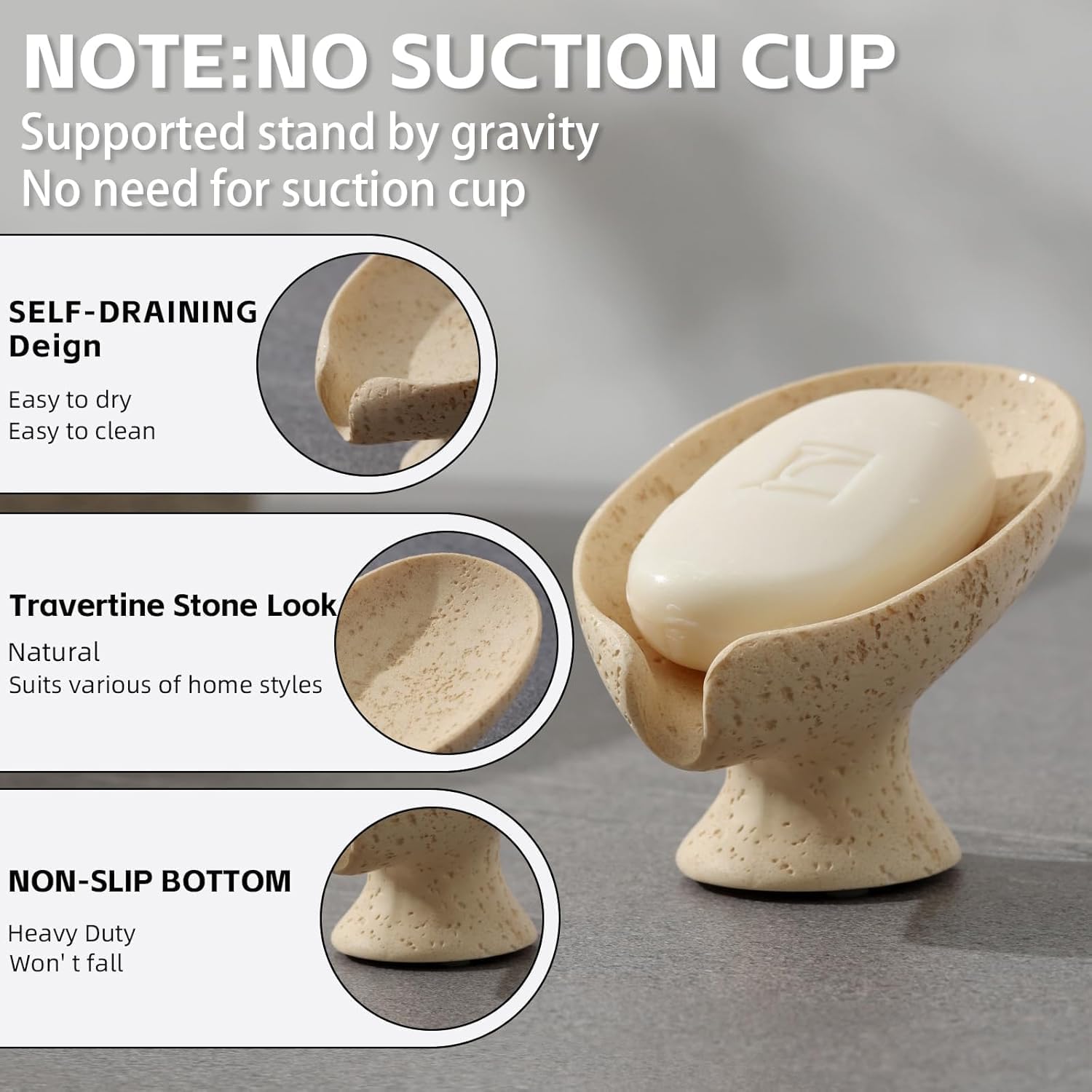 Creative Leaf-Shaped Soap Dish with Self-Draining Design, Speckled Resin Soap Holder for Bathroom, Minimalist Wabi-Sabi Bar Soap Tray for Shower, Sink, Countertop – Beige