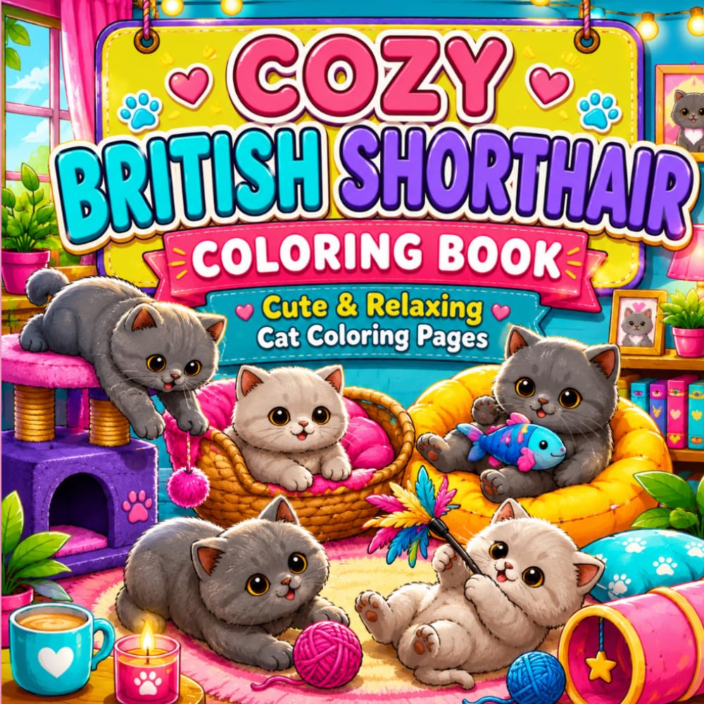 Cozy British Shorthair Coloring Book: Cute & Relaxing Cat Coloring Pages
