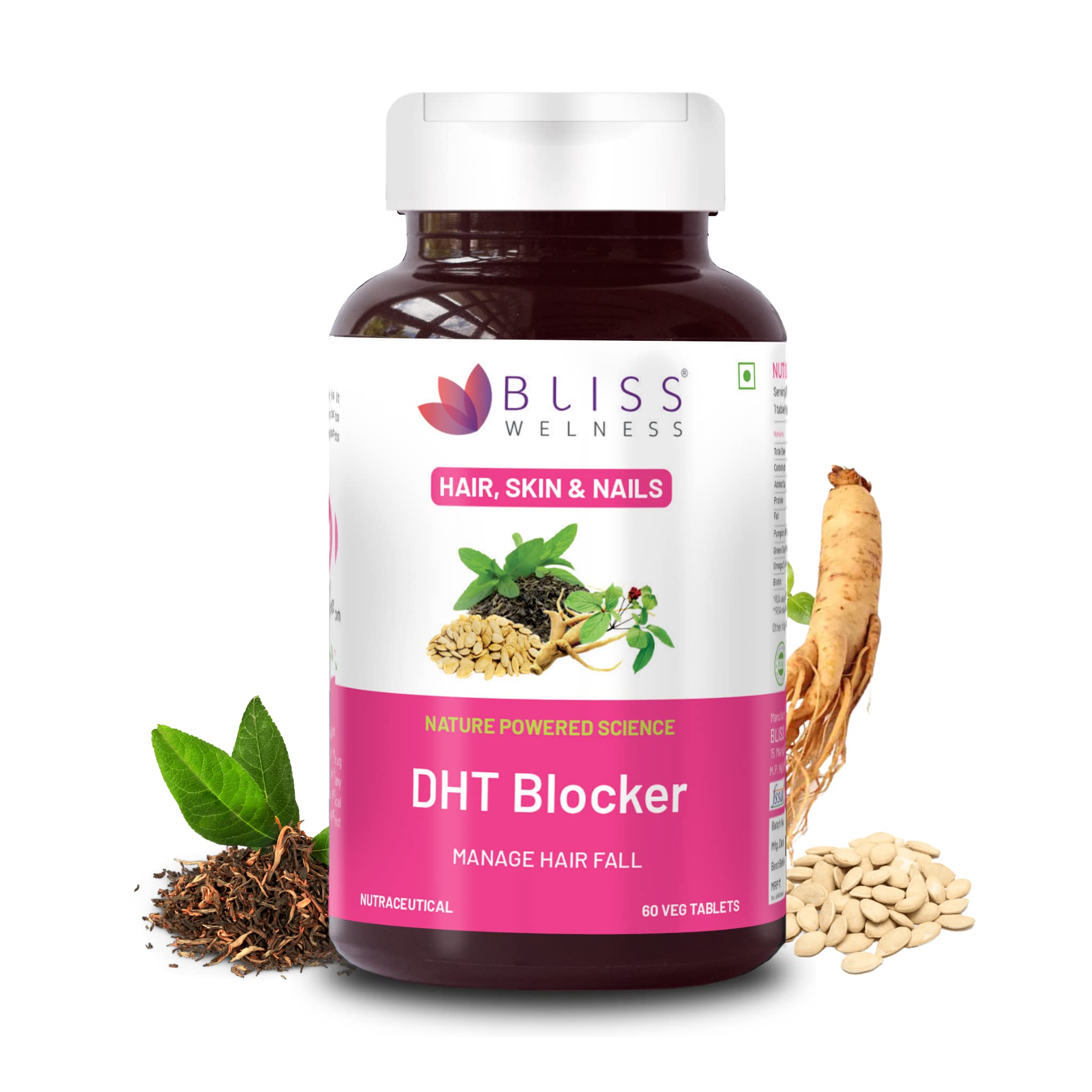 Bliss Welness Dht Blocker With Biotin,Pumpkin Seed,Green Tea,Omega 3,Vitamin C,E,B6,Zinc,Selenium,Betasitosterol,Reduce Hair Fall Stimulate Hair Growth & Regrowth Supplement-60 Vegetarian Tablets (B0BS6WYDVD) Amazon Price History, Amazon Price Tracker