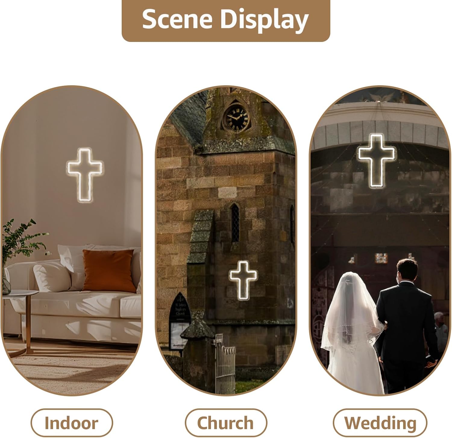 Cross Neon Sign - LED Wall Decor with Long-Lasting Light for Bedroom, Living Room, Kids Room and Churches, Best Gift for Christian Homes, Weddings, Christmas Celebrations and Partys (Blank) - Image 5