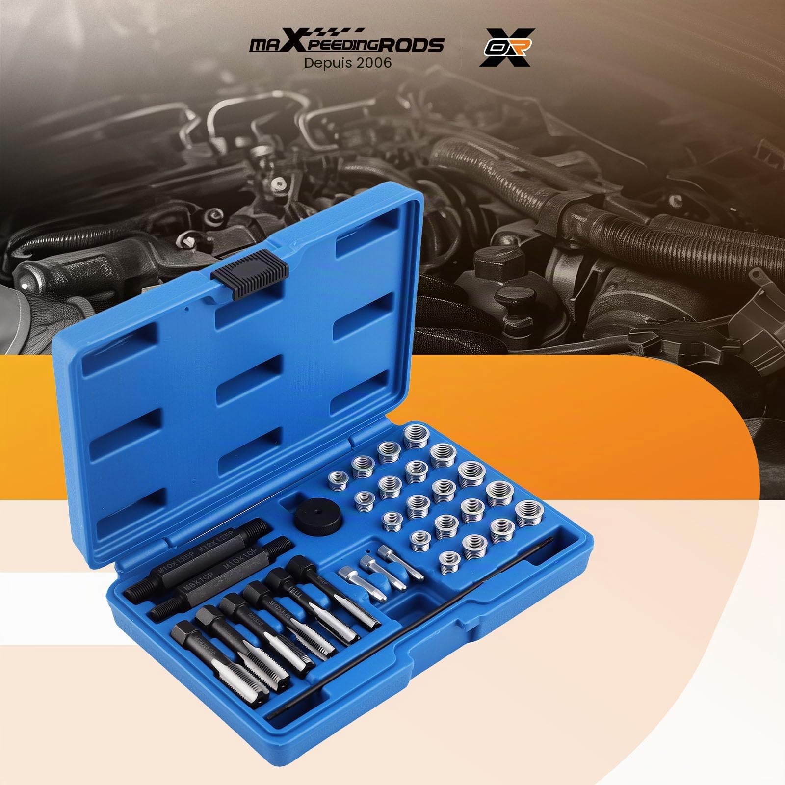maXpeedingrods Kit de réparation de filetage de culasse de 33 pièces M8-M14