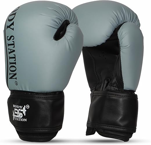 Bodystation Boxing Gloves – Faux Leather Training Gloves with Hook and Loop Velcro Closure for Long-Lasting Strength and D...
