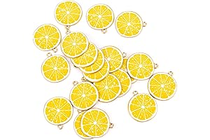 Framendino 12Pcs Cute Lemon Charms, Fruit Enamel Lemon Slices Pendants