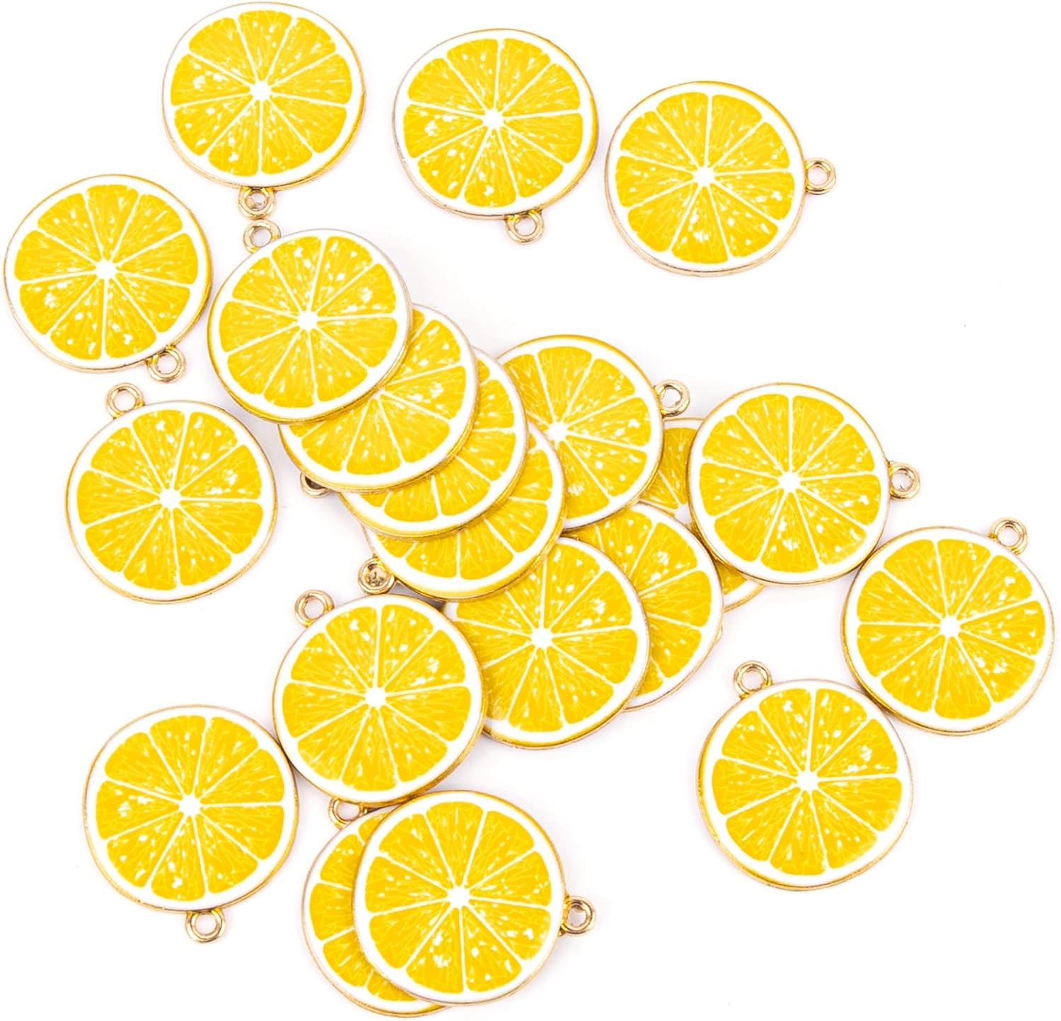 Framendino, 20 Pack Yellow Fruit Enamel Lemon Charms Pendant Beads for DIY Jewelry Making Bracelet Necklace