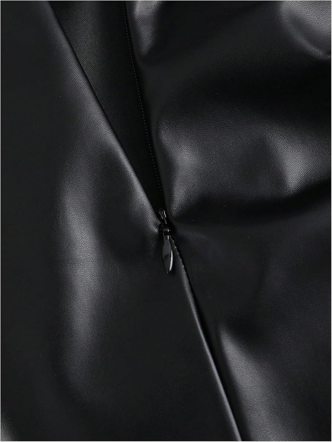 GORGLITTER Women's Leather Mini Skirt Ruched Split Hem High Waisted Hip Wrap Party Club Bodycon Skirts - Image 3