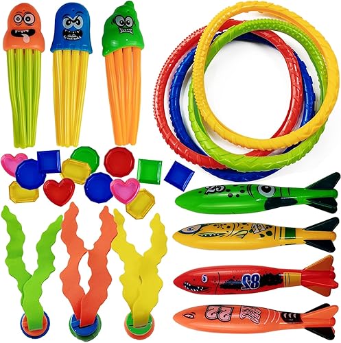 RONYOUNG Juego de 50 juguetes de buceo en la piscina, juguetes de piscina para niños, juguetes de piscina para niños, juguetes de natación, juguetes