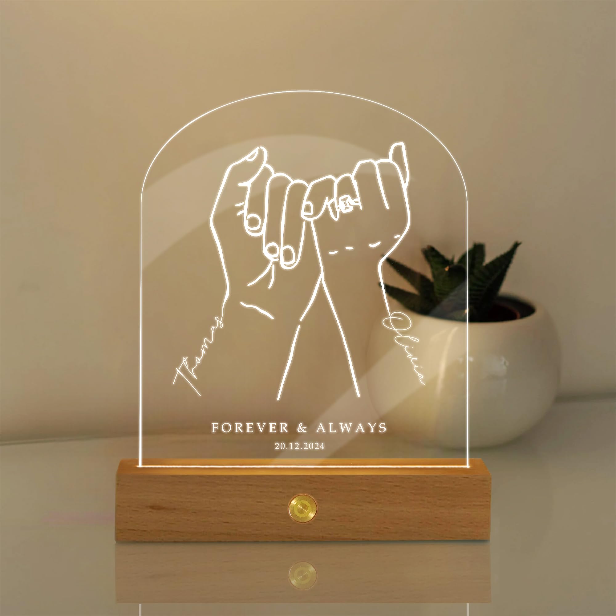 KreateSquare Personalised Night Light with Name & Date, 7 Colour Changing LED Lamp, Custom Gift for Valentine, Boyfriend Girlfriend, Engagement, Wedding, Anniversary & Birthday (Design-12)