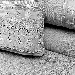 Jogo Toalhas Banho Gigante Buettner Cristal Renascença 5pç - Cinza Prata