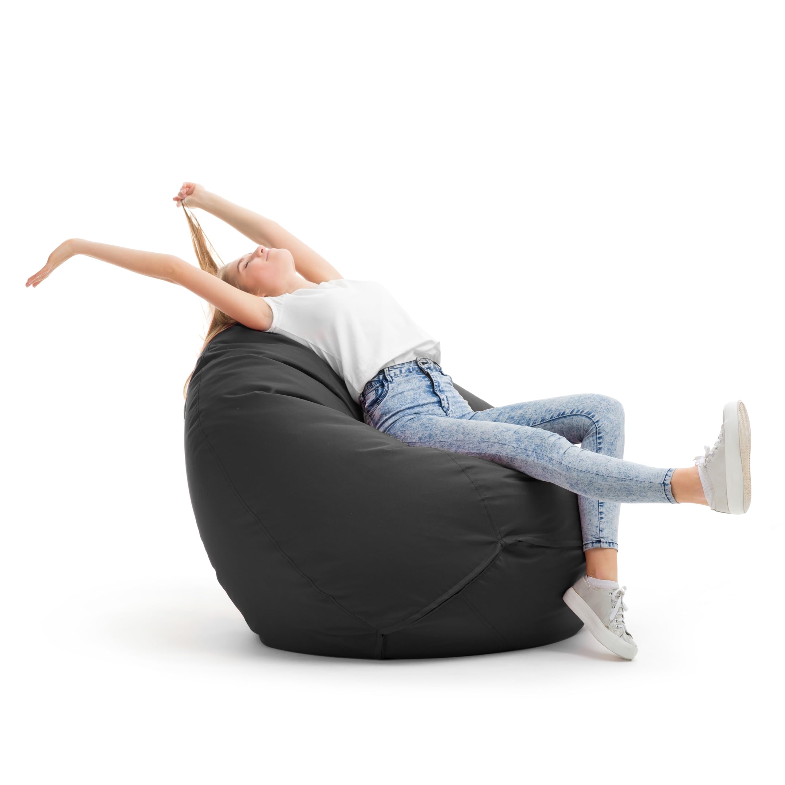 Bruni Sitzsack Classico L in Grau – XXL Sitzsack für Erwachsene mit Innensack, Abnehmbarer Bezug, lebensmittelechte EPS-Perlen als Bean-Bag-Füllung, aus Deutschland