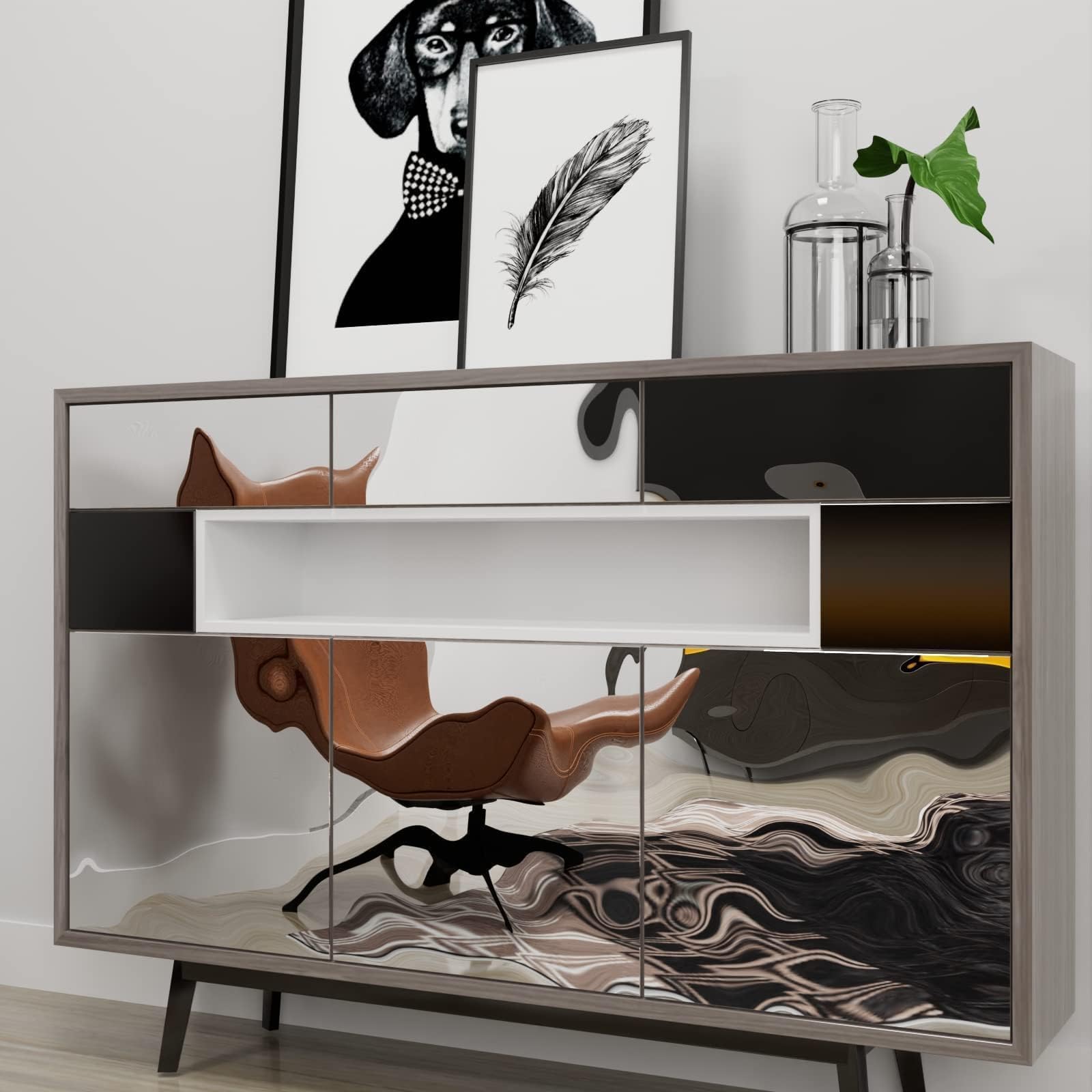 Decotalk Naklejki odblaskowe, lustra, naklejki na ścianę, bez szkła, 30 x 500 cm, winyl, naklejki na meble, srebrne, elastyczne, plastik, dekoracja ścienna, sypialnia, łazienka, salon