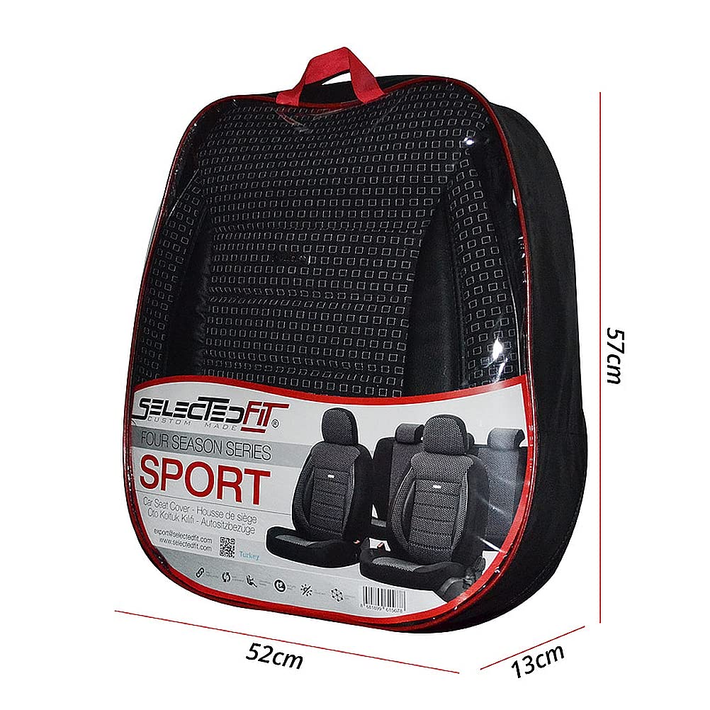 OtoM Fundas de Asiento universales de Tela 'SelectedFit Sports' Negro/Azul - 11 Piezas - compatibles con airbags Laterales