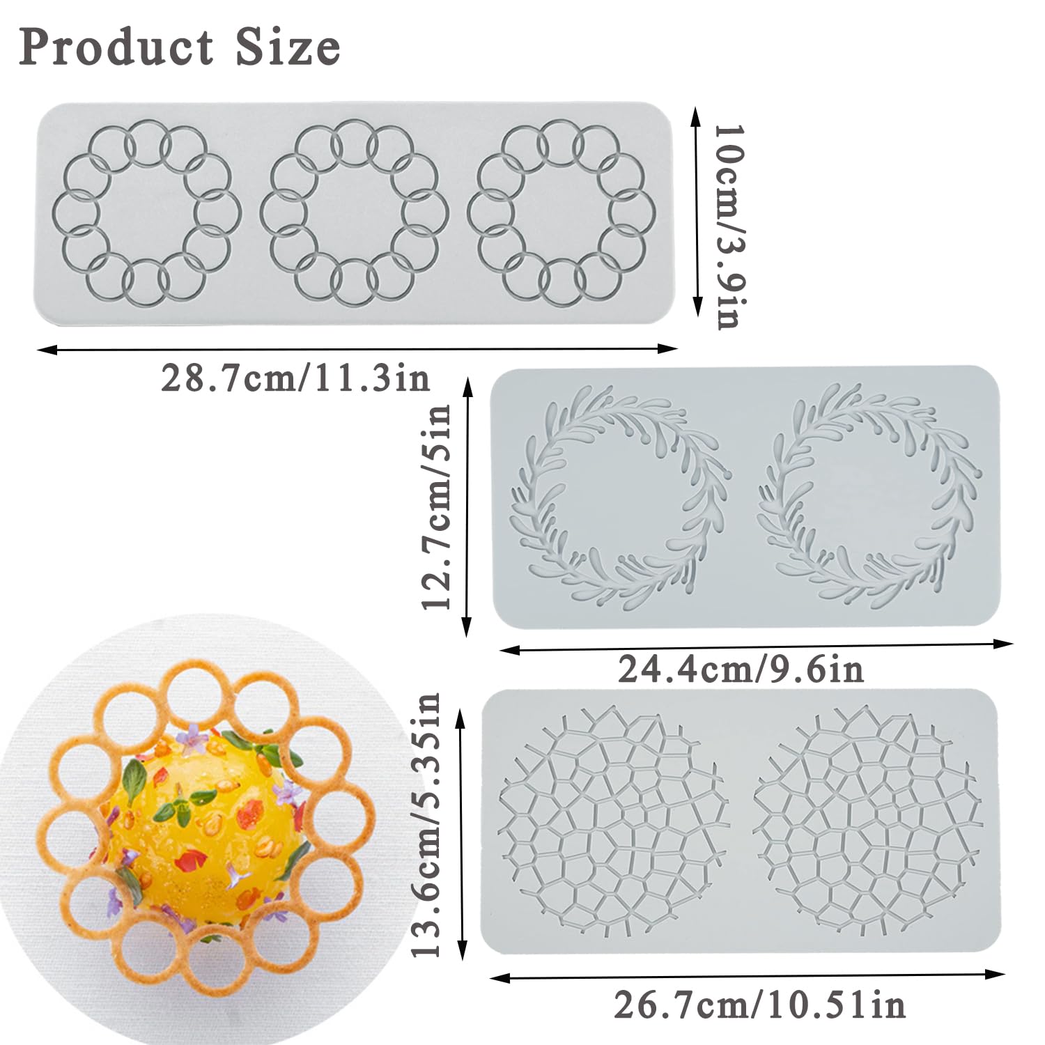 siliconen vetermat, Sugar Craft Impression Mold Eetbare Taart Decoreren, 3 gaten kiezelstenen