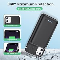 Vista 3 de Funda de batería para iPhone 11/XR (6.1 pulgadas), funda de cargador portátil delgada de 7500 mAh, funda de carga de batería externa con protector