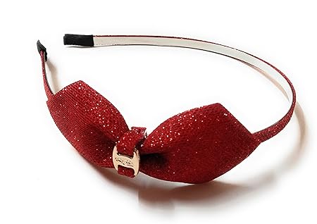 Moms Darling Hair Accessories, Glittered Single Knot Bows Attached to a Steel Hairband Headband for Baby Girl/Girls/Women. Pack of 1 piece. Color-RED.2_1, Multicolor