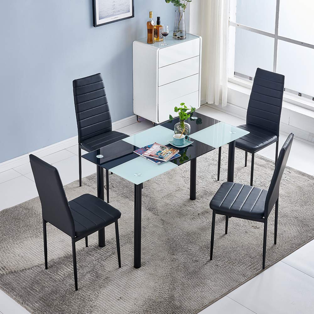 Buy Ansley&HosHoEU 5 Piece Dining Room Set, Modern Glass Dining Table