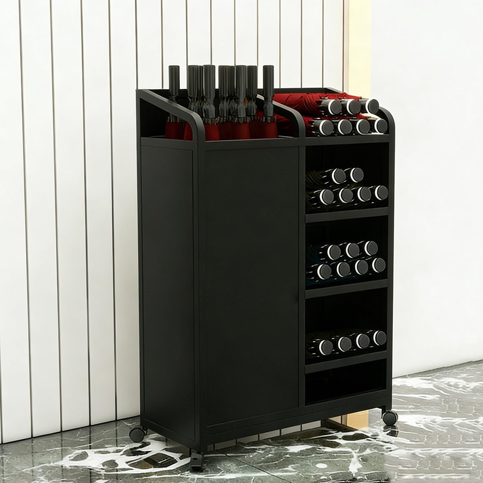 GHHVFEC Umbrella Stand for Entryway with 360° Silent Wheels, Commercial Umbrella Basket, Holds 23.6in Umbrellas