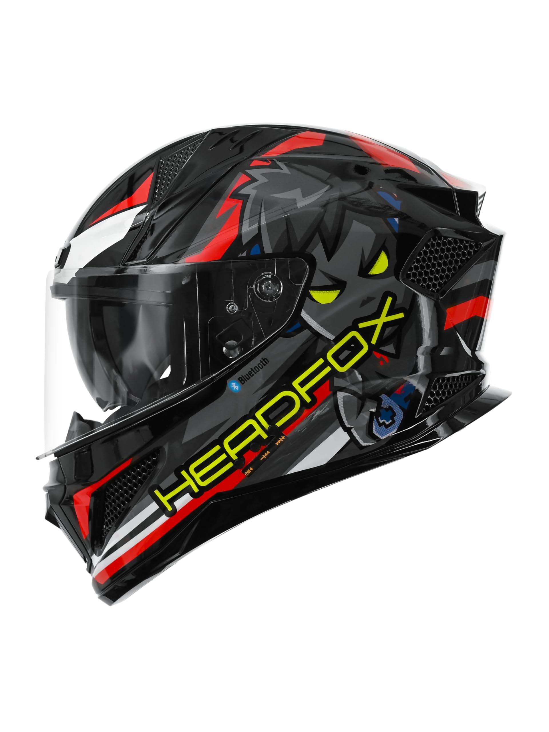 HEADFOX N2F Shady Full Face Bluetooth Helmet for Bike | Waterproof Smart Helmet for Men & Women | ISI Certified | Built-in Bluetooth & LED Lights | Matte & Gloss Finish